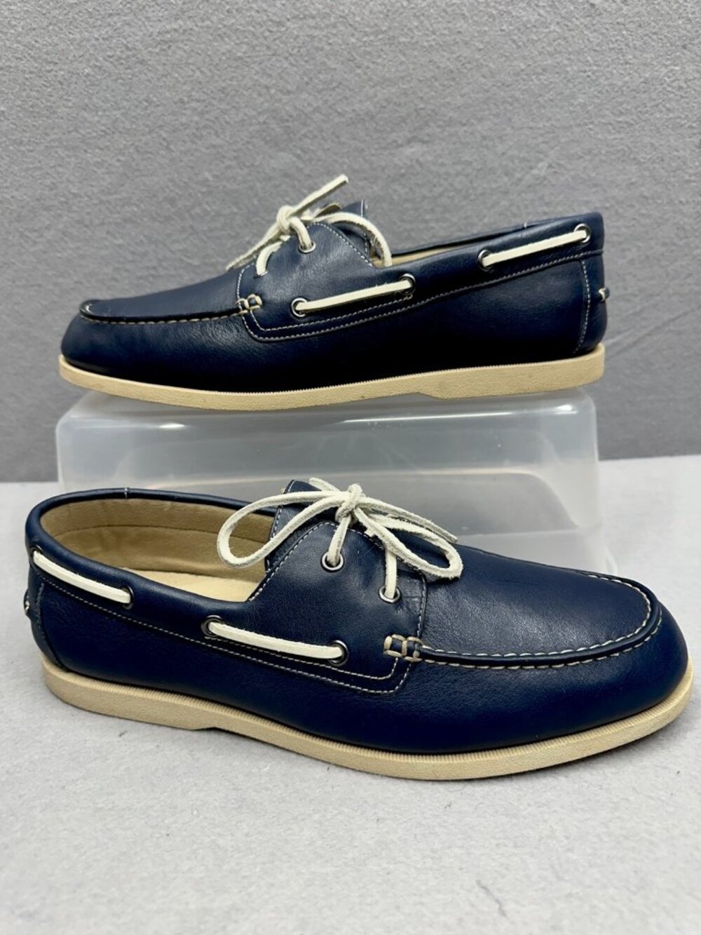 Rockport Perth Boat Shoes Mens 11.5M Blue Leather adiPrene Comfort Loafers Deck